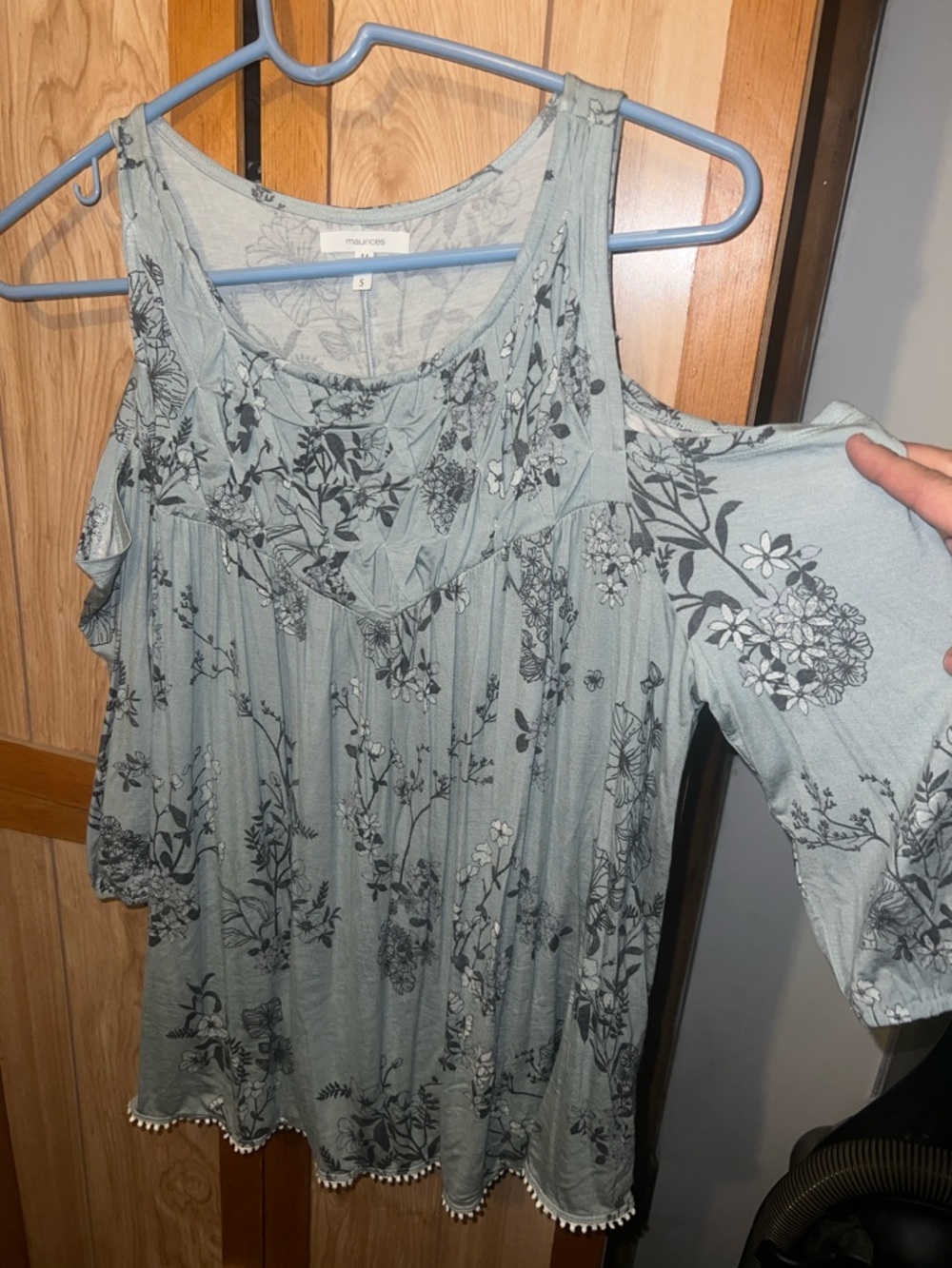Maurices Sage Green Floral Cold-Shoulder Tunic